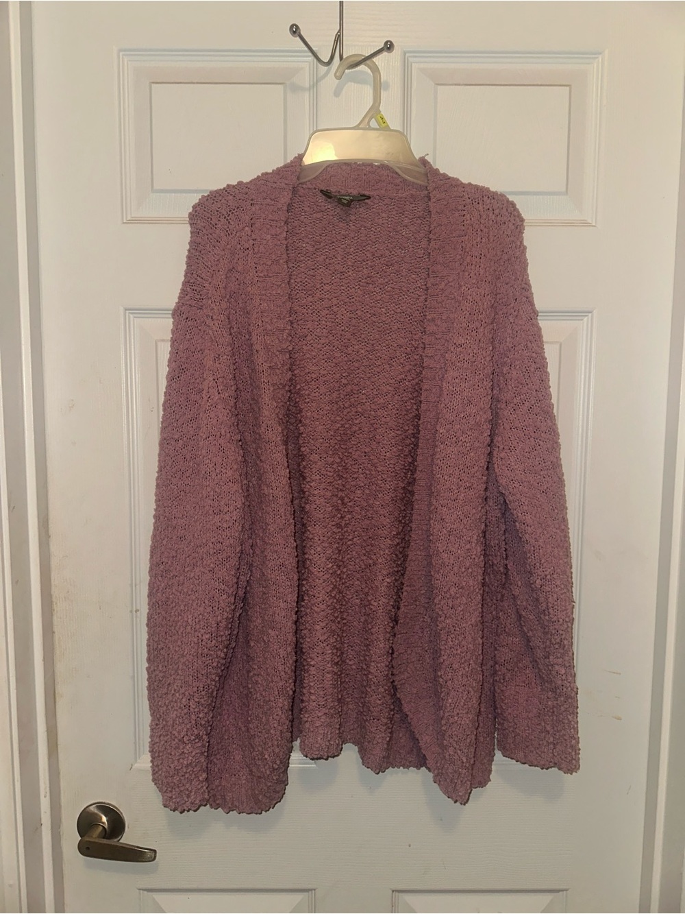 Terra & Sky Open-Front Bouclé Cardigan - Mauve Pink